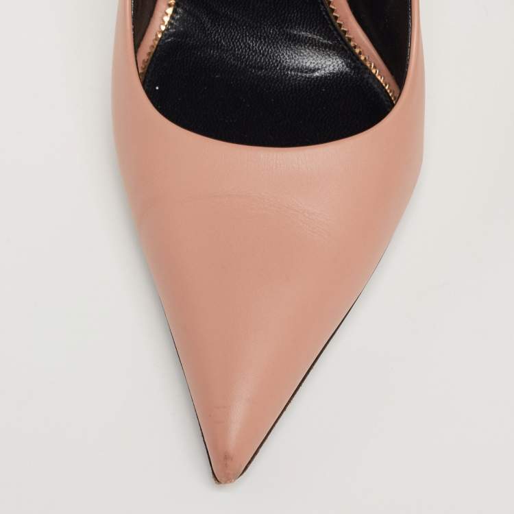 Pre Owned Tom Ford Peach Leather Pointed Toe Pumps Size 39