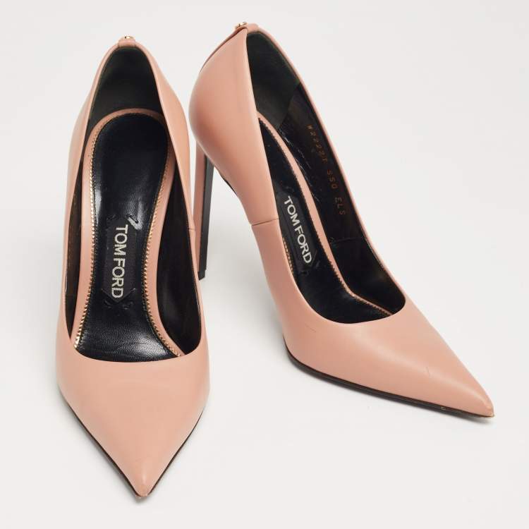 Pre Owned Tom Ford Peach Leather Pointed Toe Pumps Size 39