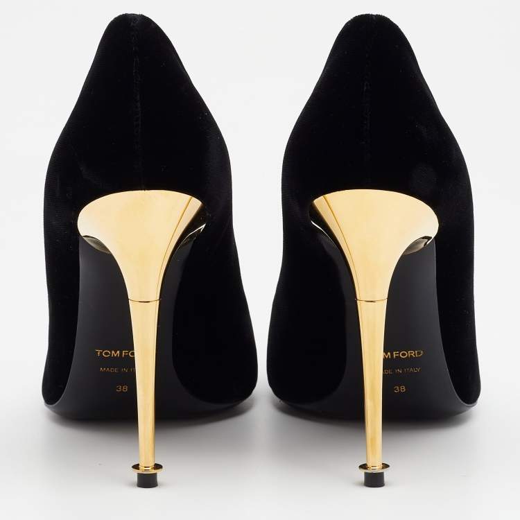 Pre Owned Tom Ford Black Velvet Pointed Toe Pumps Size 38
