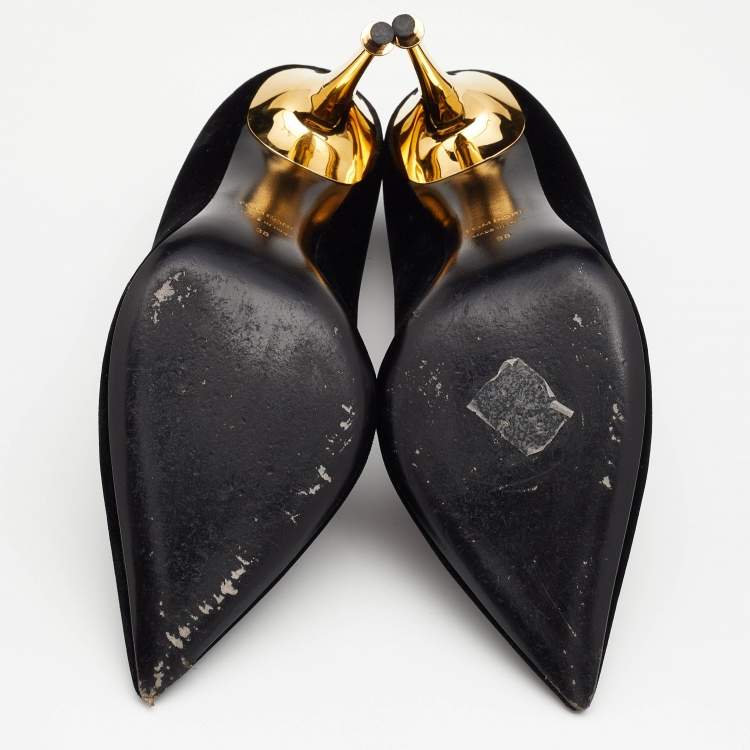 Pre Owned Tom Ford Black Velvet Pointed Toe Pumps Size 38