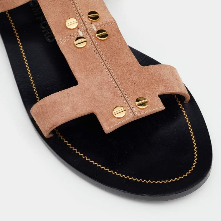 مملوكة مسبقًا Tom Ford Beige Suede Flat Sandals Size 39