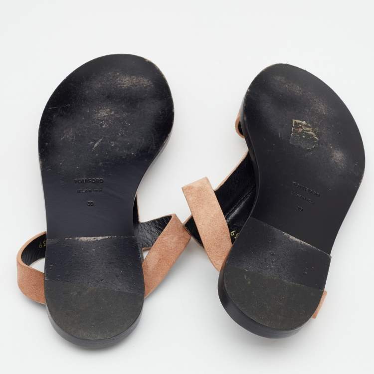 مملوكة مسبقًا Tom Ford Beige Suede Flat Sandals Size 39