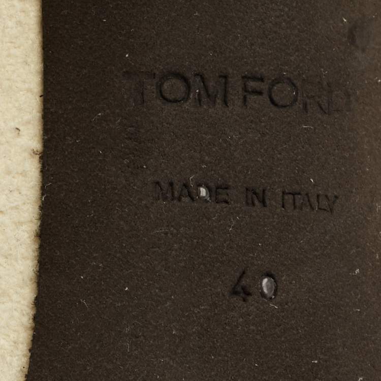 Pre Owned Tom Ford Cream/Black Suede and Patent Leather Cap Toe Pointed Toe Pumps Size 40