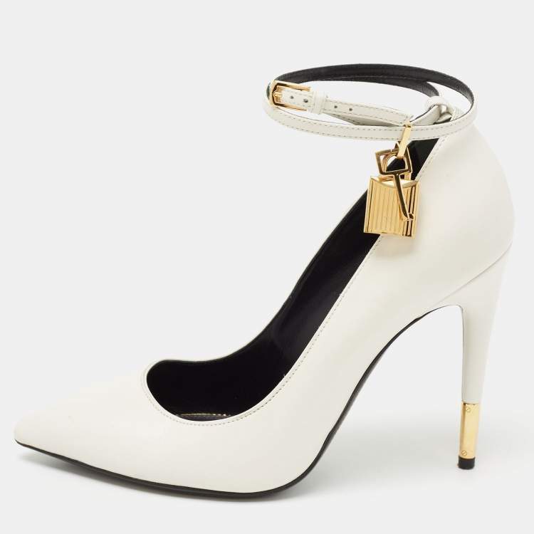 Tom Ford White Leather Padlock Pumps Size 37.5 Tom Ford | TLC