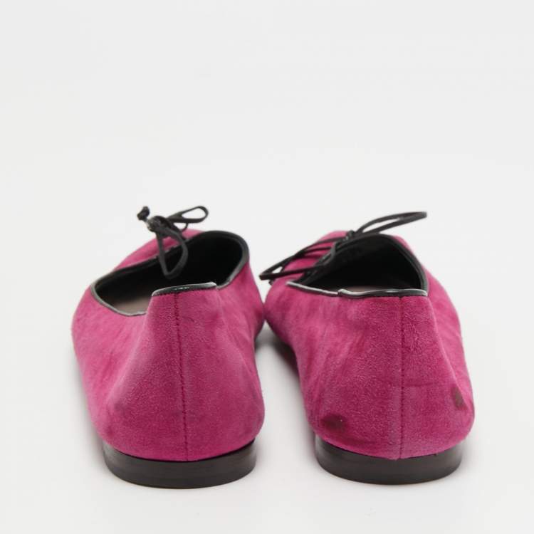 Pre Owned Tom Ford Pink/Black Suede and Leather Ballet Flats Size 37.5
