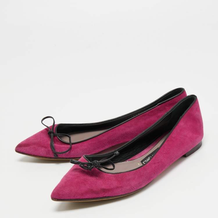 Pre Owned Tom Ford Pink/Black Suede and Leather Ballet Flats Size 37.5