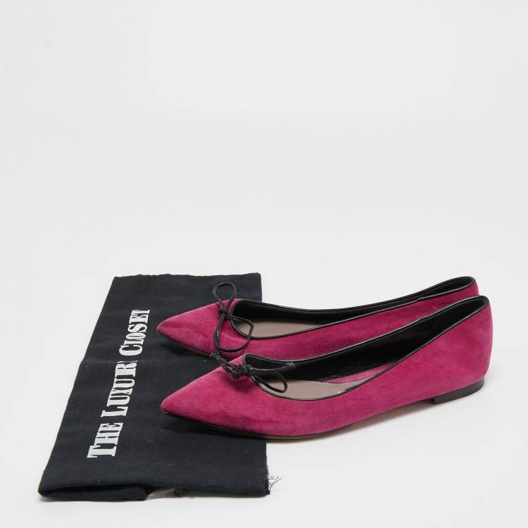 Pre Owned Tom Ford Pink/Black Suede and Leather Ballet Flats Size 37.5