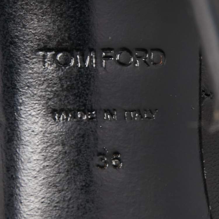Pre Owned Tom Ford Black Leather Peep Toe Pumps Size 36