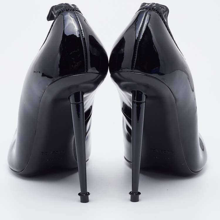 Pre Owned Tom Ford Black Patent Leather Pointed Toe Pumps Size 37