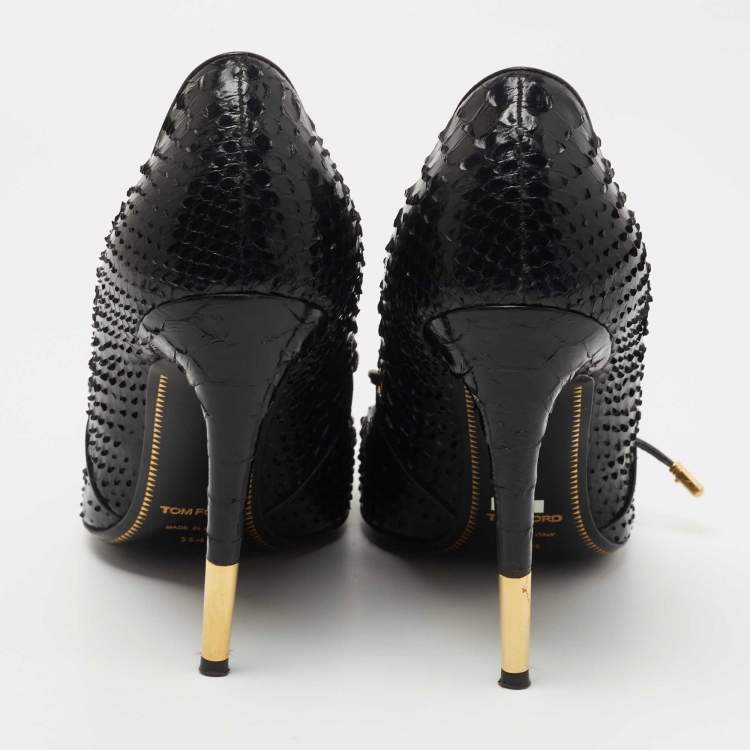 Pre Owned Tom Ford Black Python Mary Jane Pumps Size 39.5
