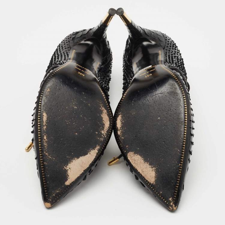 Pre Owned Tom Ford Black Python Mary Jane Pumps Size 39.5