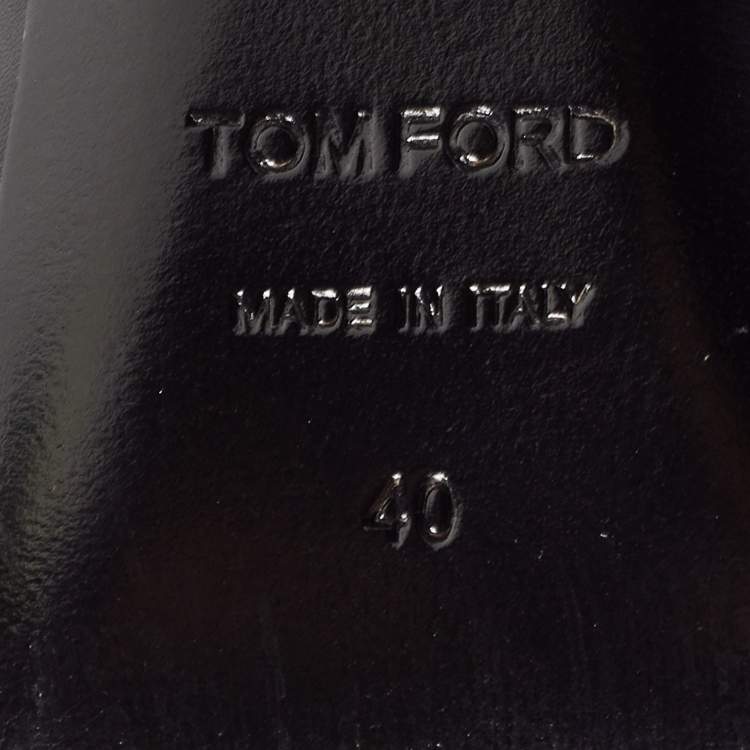 Pre Owned Tom Ford Black Leather Padlock Ankle Wrap Pumps Size 40