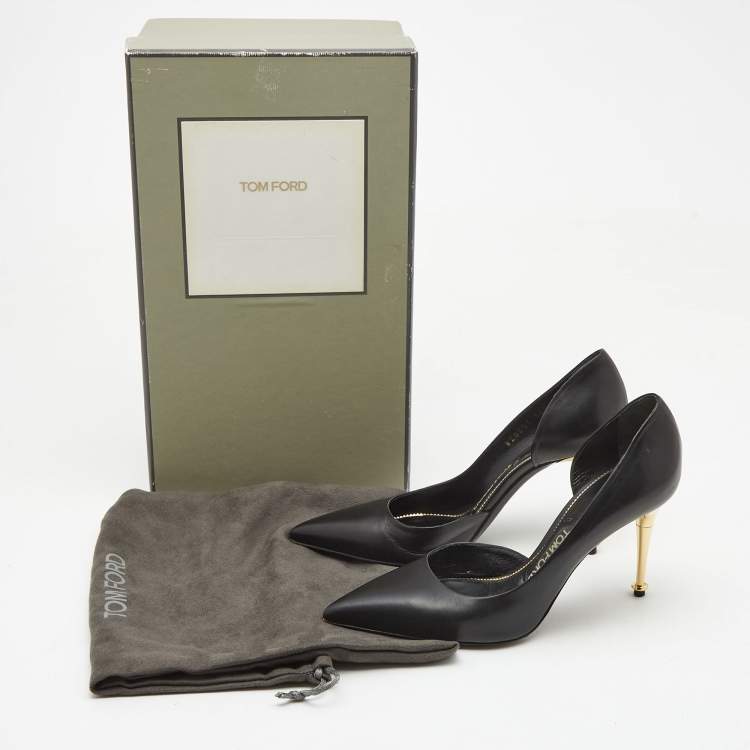 Pre Owned Tom Ford Black Leather D'Orsay Pointed Toe Pumps Size 36 