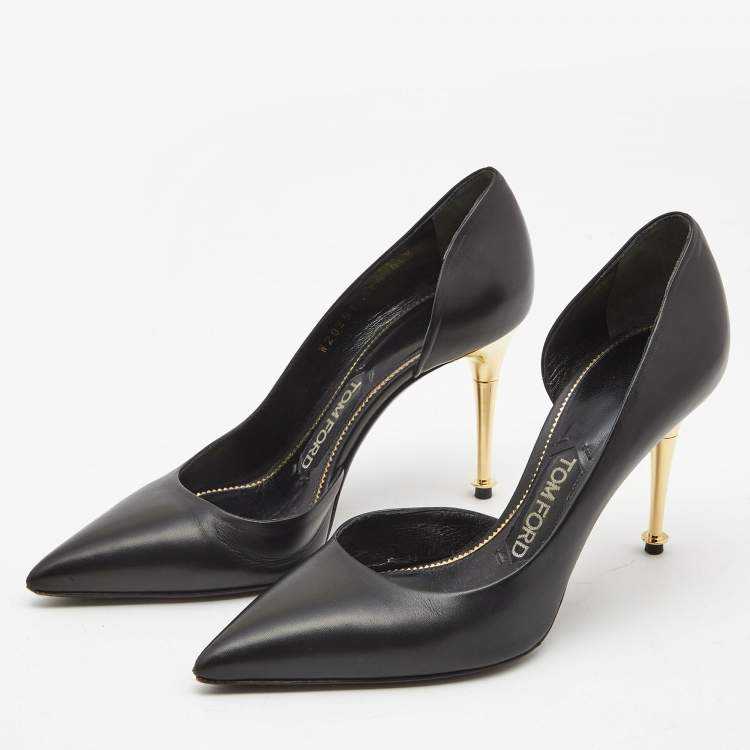 Pre Owned Tom Ford Black Leather D'Orsay Pointed Toe Pumps Size 36 