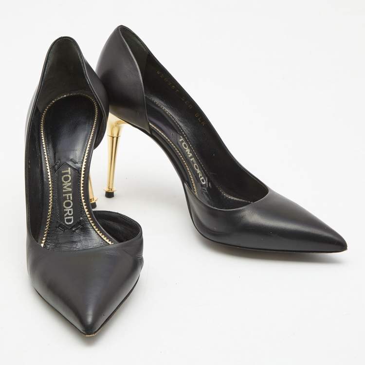 Pre Owned Tom Ford Black Leather D'Orsay Pointed Toe Pumps Size 36 