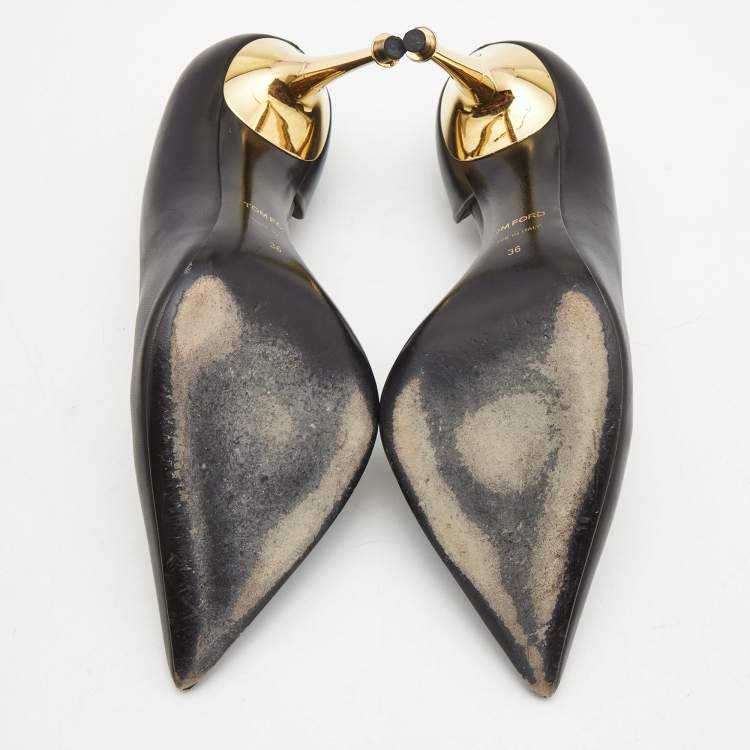 Pre Owned Tom Ford Black Leather D'Orsay Pointed Toe Pumps Size 36 