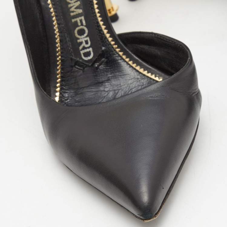 Pre Owned Tom Ford Black Leather D'Orsay Pointed Toe Pumps Size 36 