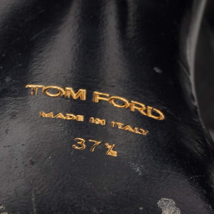 Pre Owned Tom Ford Black Leather Strappy Platform Sandals Size 37.5