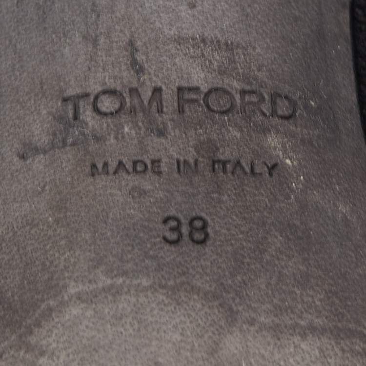 Pre Owned Tom Ford Black Suede Cut Out detail Peep Toe Knee Length Boots Size 38
