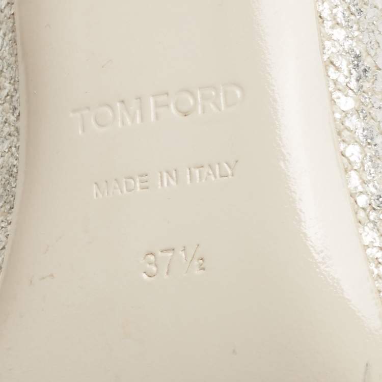 Pre Owned Tom Ford Silver Texture Leather Ombre Pumps Size 37.5