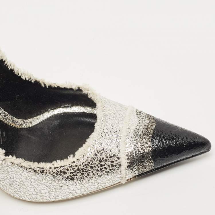 Pre Owned Tom Ford Silver Texture Leather Ombre Pumps Size 37.5