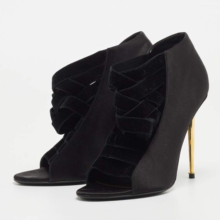 Toms peep shop toe booties black