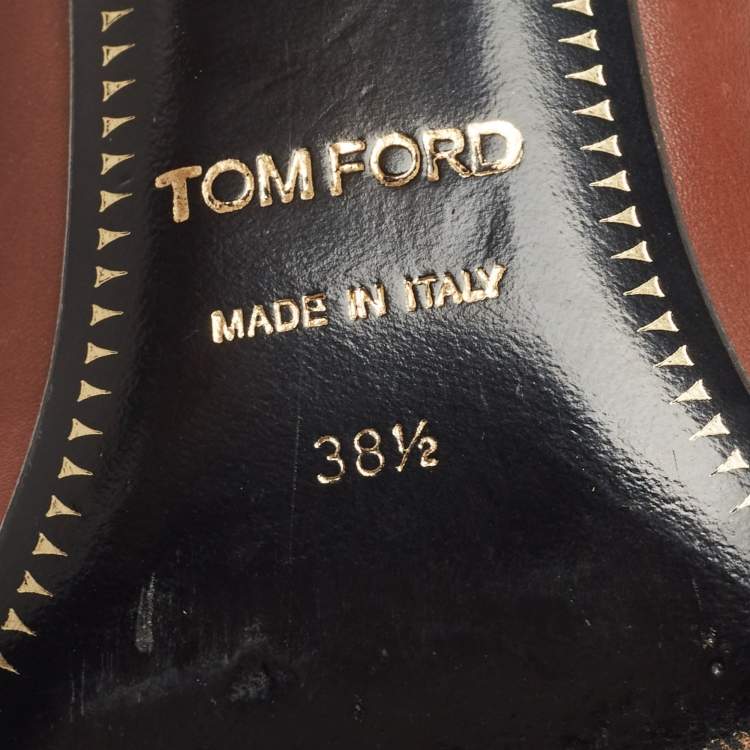 Pre Owned Tom Ford Brown Leather Padlock Pumps Size 38.5
