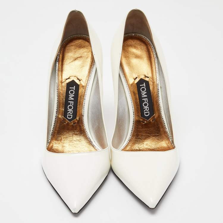 Pre Owned Tom Ford Off White Patent Leather Pointed Toe Pumps Size 39
