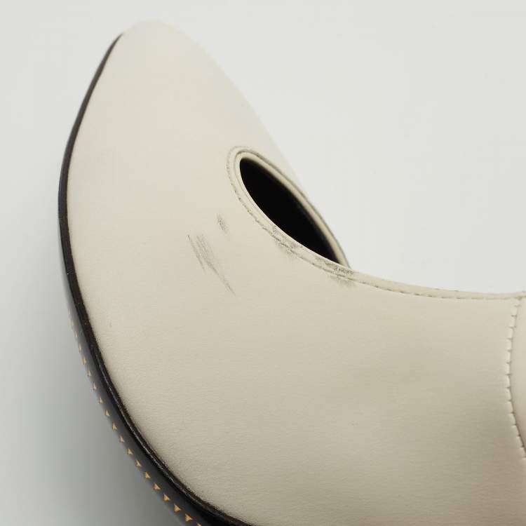 Pre Owned Tom Ford White Leather Padlock Ankle Wrap Pumps Size 39.5