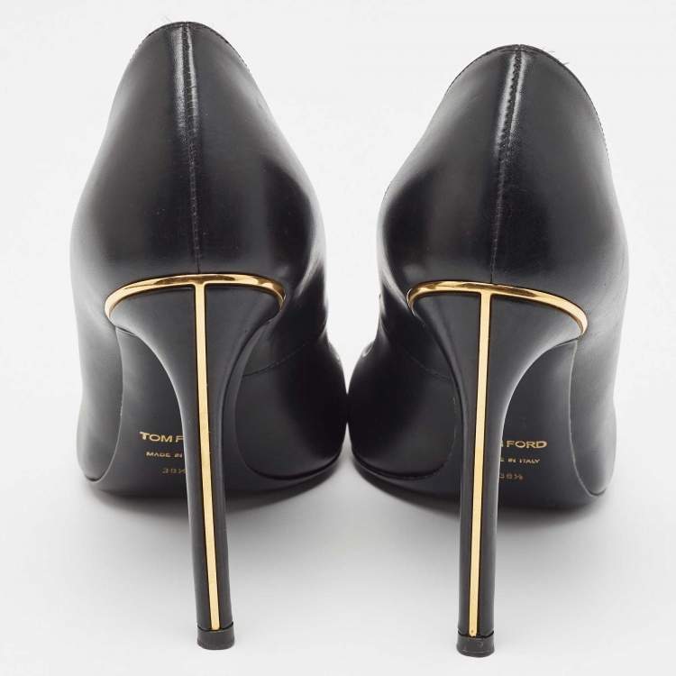 Pre Owned Tom Ford Black Leather Pointed Toe  Pumps Size 38.5