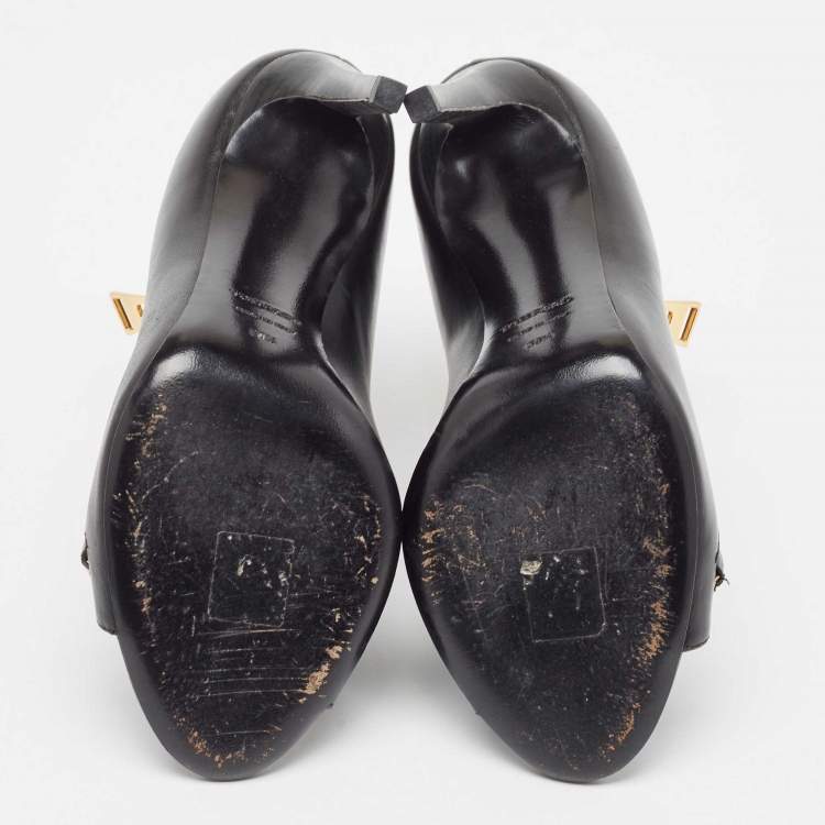 Pre Owned Tom Ford Black Leather Zip Up Ankle Boots Size 38.5