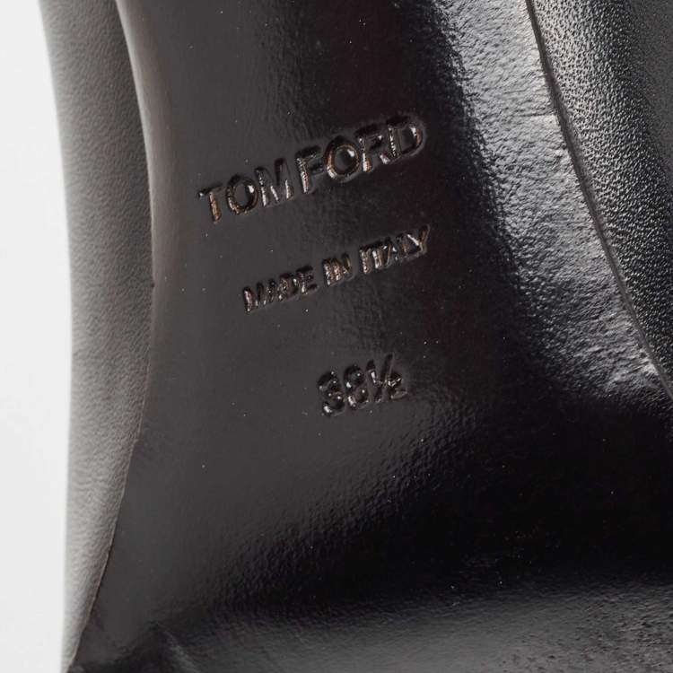 Pre Owned Tom Ford Black Leather Zip Up Ankle Boots Size 38.5