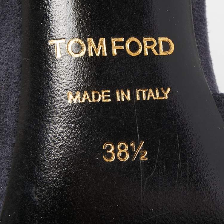 Pre Owned Tom Ford  Navy Blue Suede Pointed Toe Dorsay Pumps Size 38.5
