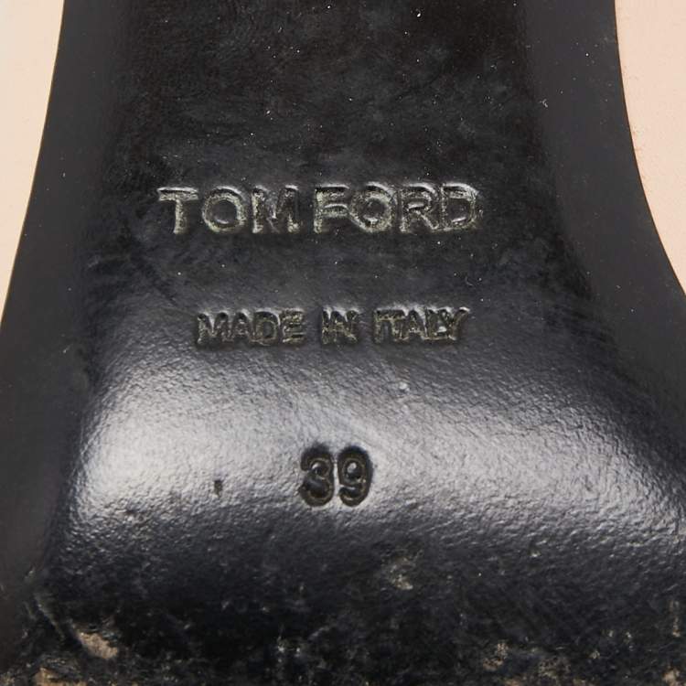 Pre Owned Tom Ford Beige Leather Padlock Pumps Size 39