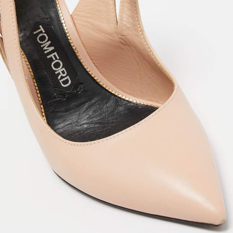 Pre Owned Tom Ford Beige Leather Padlock Pumps Size 39