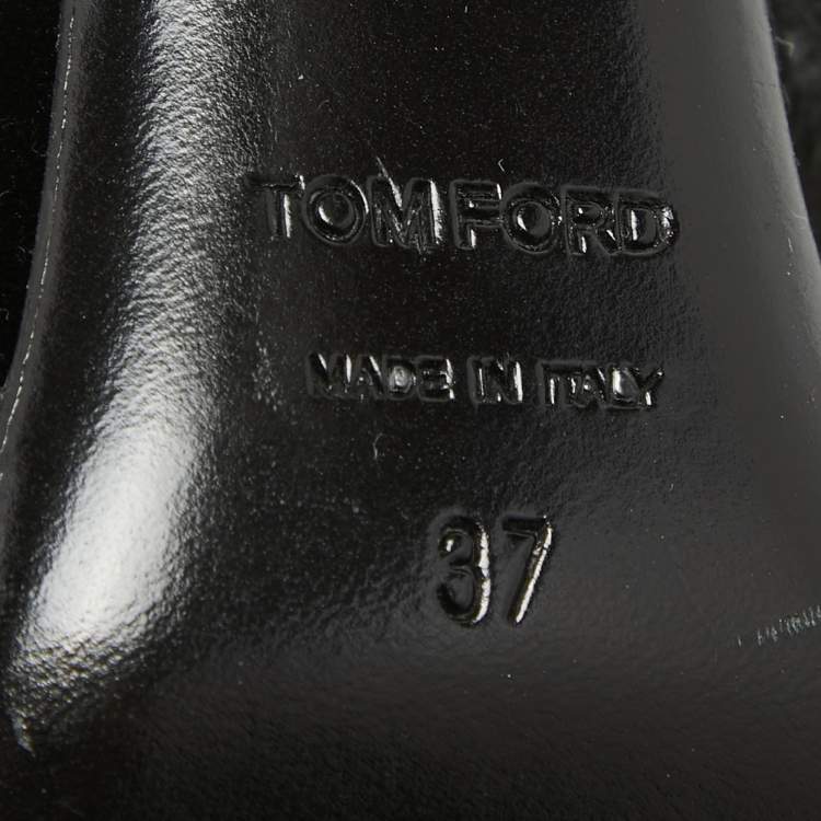 Pre Owned Tom Ford Black Velvet Crystal Embellished TF Slingback Pumps Size 37