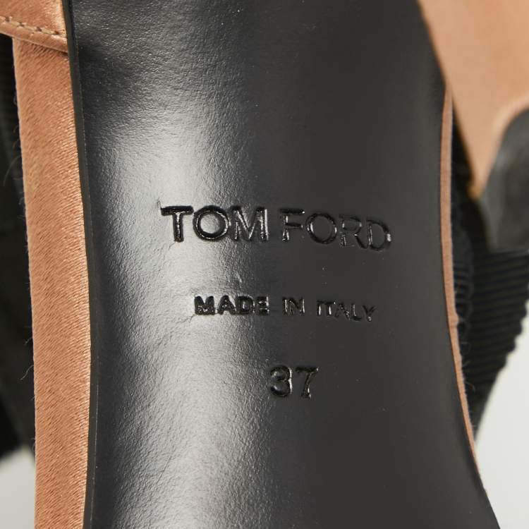 Pre Owned Tom Ford Gold Satin D'Orsay Pumps Size 37