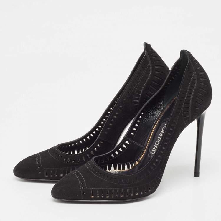 Pre Owned Tom Ford Black Suede Slip On Pumps Size 38