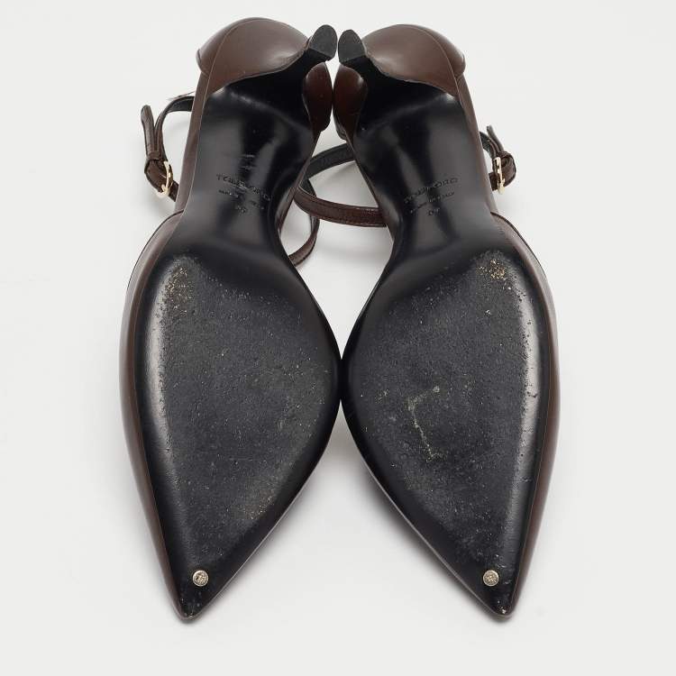 Pre Owned Tom Ford Brown Leather Ankle Strap D'orsay Pumps Size 39
