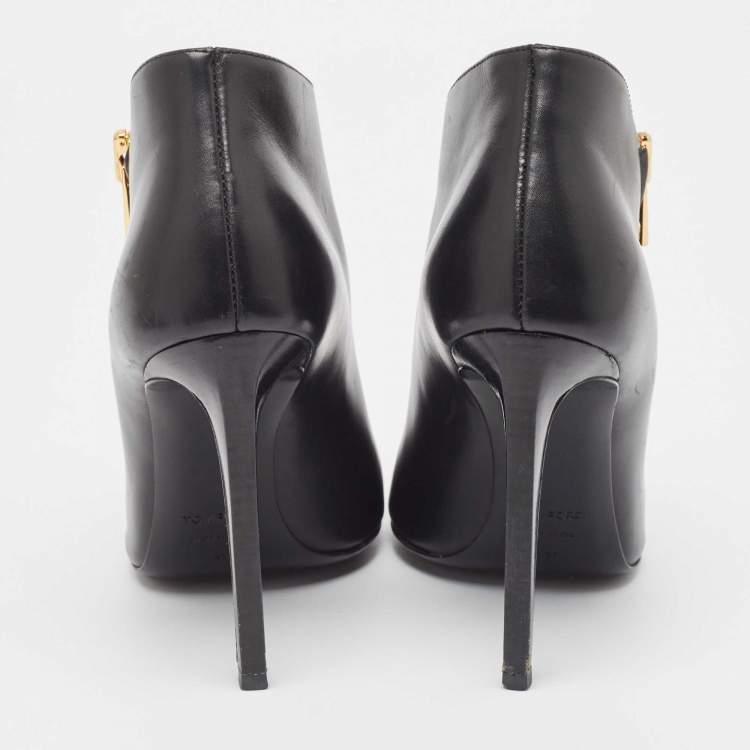 Pre Owned Tom Ford Black Leather Ankle Boots Size 37