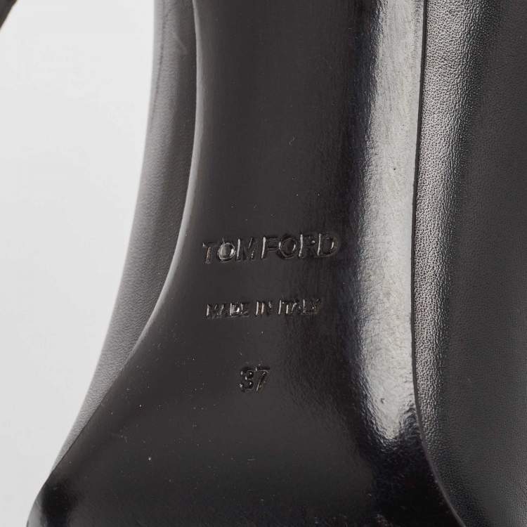 Pre Owned Tom Ford Black Leather Ankle Boots Size 37