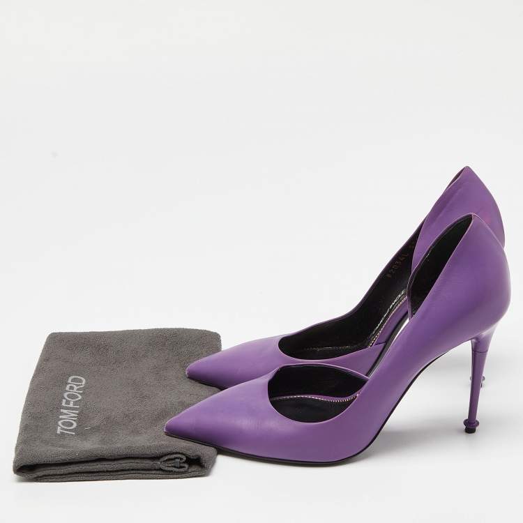 Pre Owned Tom Ford Purple Leather Pointed Toe d'Orsay Pumps Size 37.5