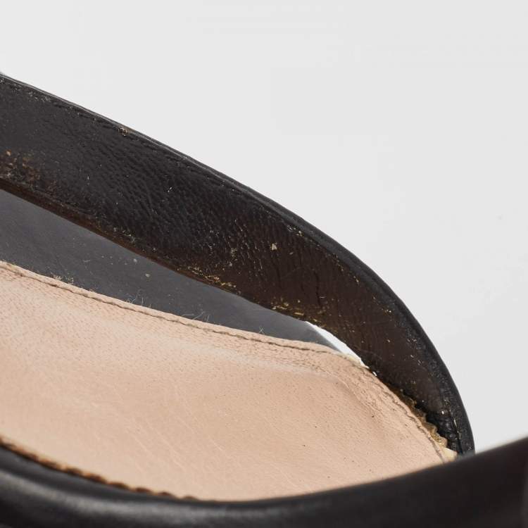 Pre Owned Tom Ford Black Leather Padlock Ankle Wrap Sandals Size 35