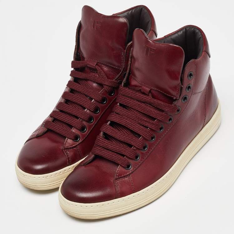 Burgundy high top sneakers on sale