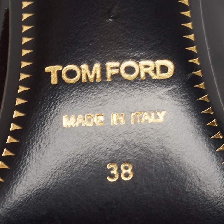 Pre Owned Tom Ford Black Patent Leather Padlock Ankle Wrap Pumps Size 38