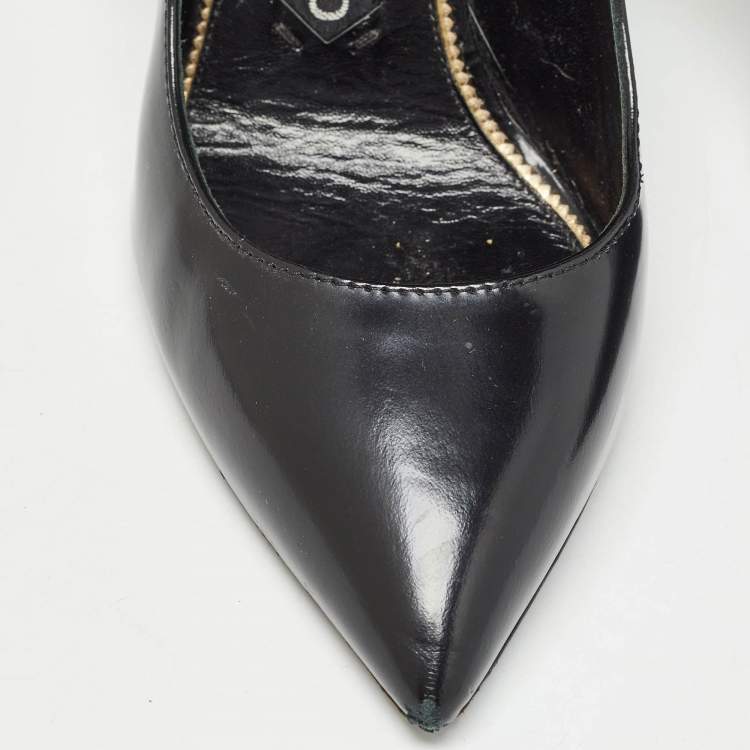 Pre Owned Tom Ford Black Glossy Leather Padlock Pumps Size 37
