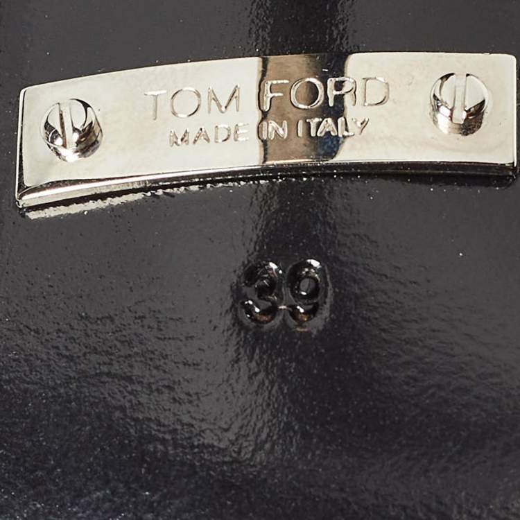 Pre Owned Tom Ford Metallic Silver Leather Chain Embellished Ankle Strap Sandals Size 39