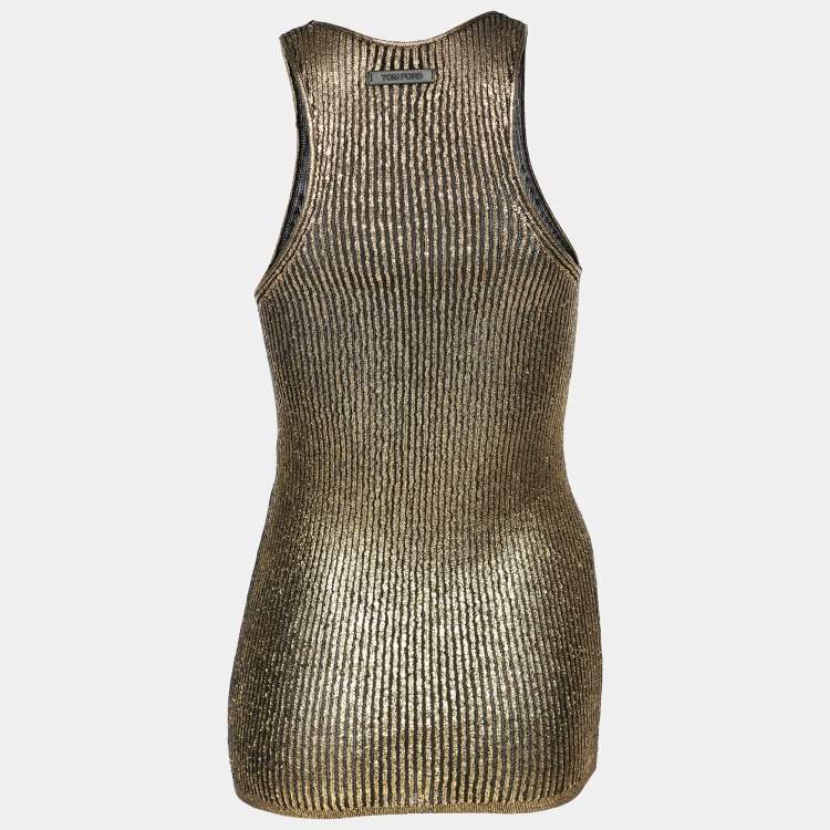 Pre Owned Tom Ford Gold Rib Knit Tank Top XS
