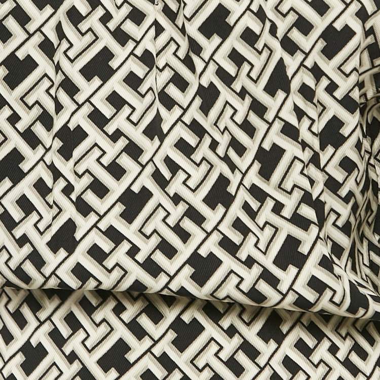 Pre Owned Tommy Hilfiger Black Logo Print Viscose Midi Dress XS