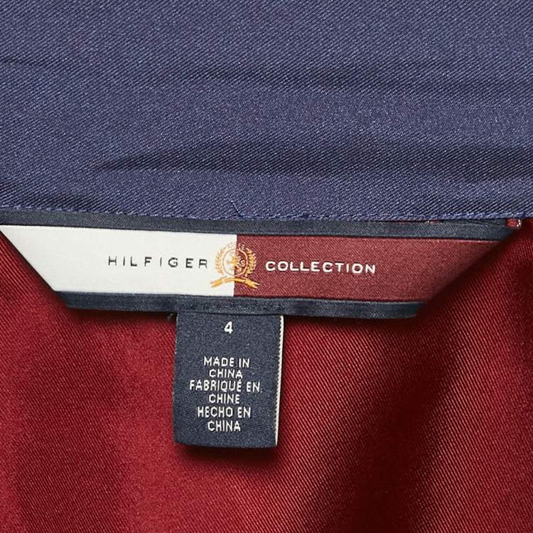 Pre Owned Hilfiger Collection Burgundy/Blue Printed Silk Open Shrug S